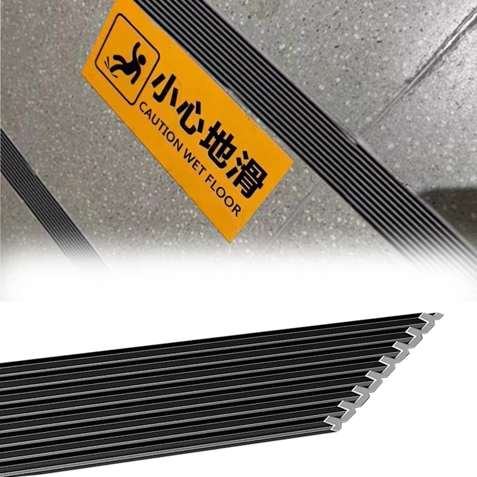 Tiras antideslizantes para peldaños exteriores de 4 cm de ancho, 10 piezas de 1,5 m de largo, color negro para rampas y porche