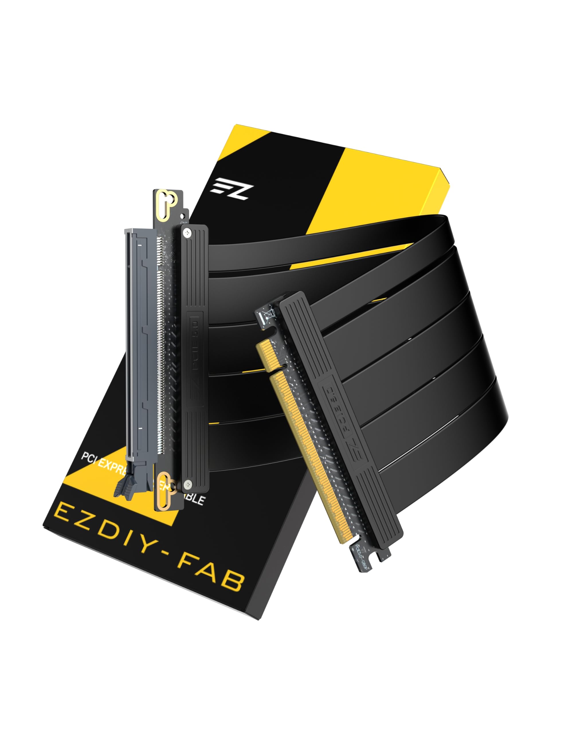 EZDIY-FAB PCIe 5.0 X16 Riser-Kabel,128 GB/s Bandbreite,für RTX 50/RTX 40,RX 9000/RX 7000 GPUs,PCIe-Erweiterungskarte, abwärtskompatibel mit 4.0/3.0,Vertikale GPU-Montage,Gerade-20cm,Schwarz