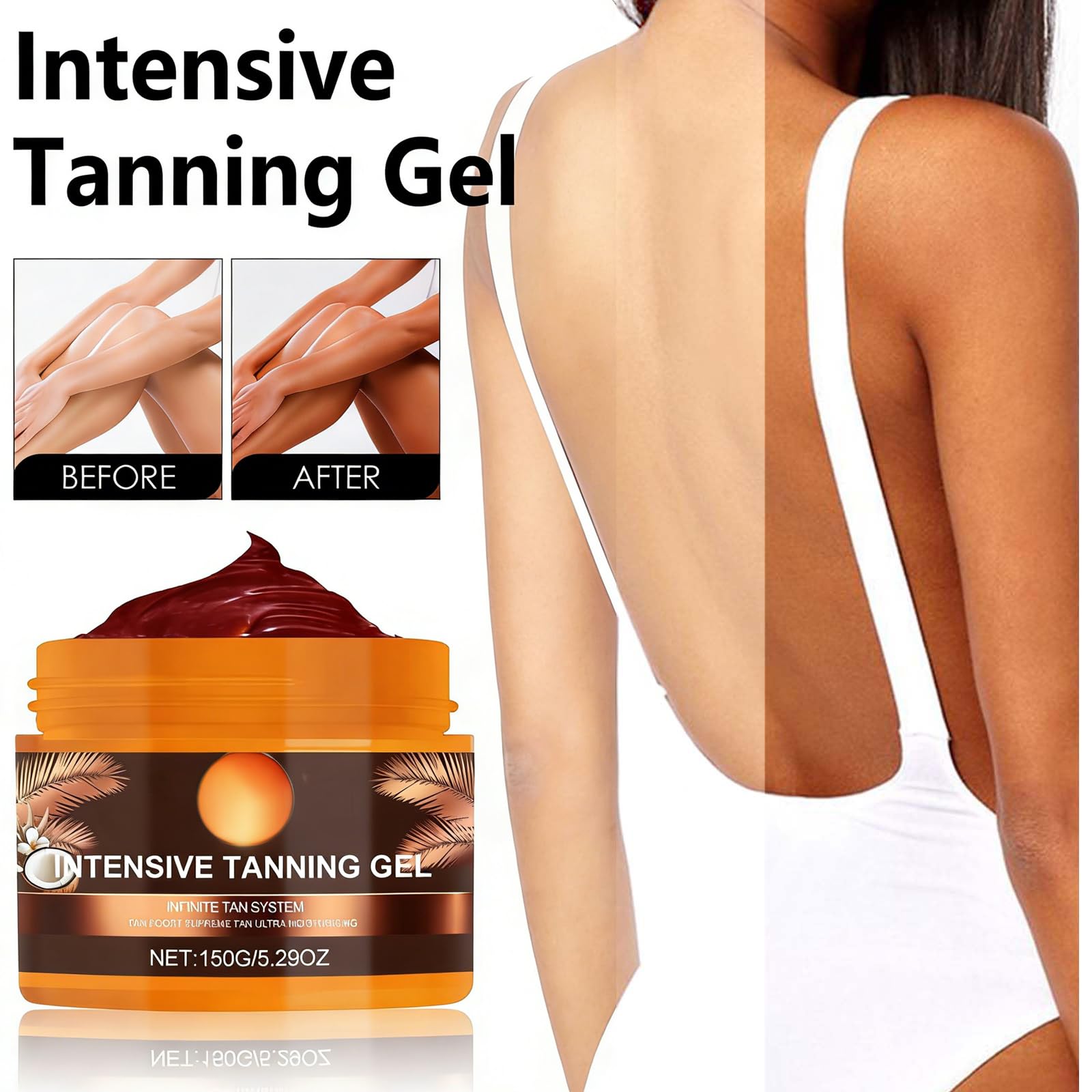 Gel abbronzante, 150g Crema acceleratrice di abbronzatura solare, abbronzante intenso e morbido, ottenere un'abbronzatura naturale con ingredienti naturali