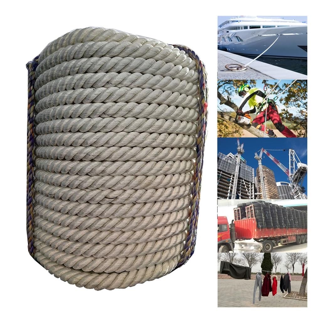 Corda per Attrezzature di ormeggio, Corda in Poliestere Impermeabile di Alta qualità da 12-22 mm, Corda Intrecciata Bianca da 30 m per ormeggio, Ancoraggio, per Yacht, carico, stendibiancher