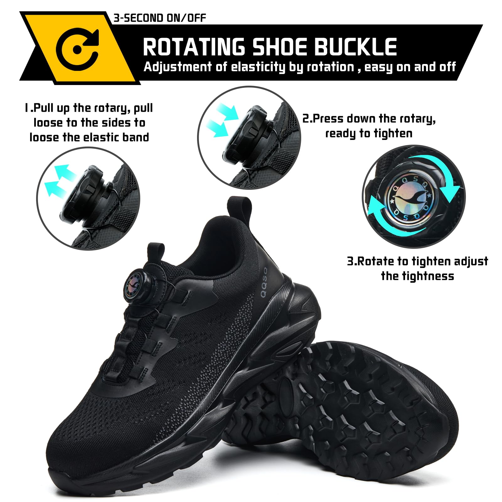 Scarpe Antinfortunistiche Uomo Scarpe da Lavoro Donna Leggere Traspiranti Comode Sneakers Antiscivolo Scarpe Sicurezza con Punta in Acciaio Regolazione Rapida dei Lacc