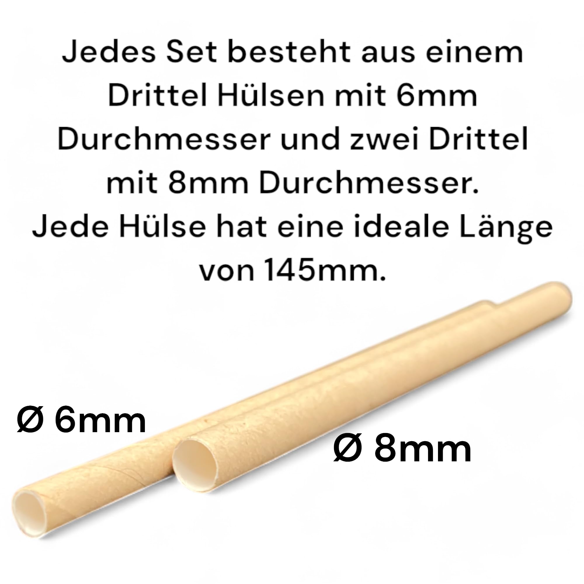 Tubi di nidificazione per api solitari, perfetti per mura e api selvatiche, 6 mm e 8 mm di diametro, 145 mm di lunghezza (marrone, 600 pezzi)