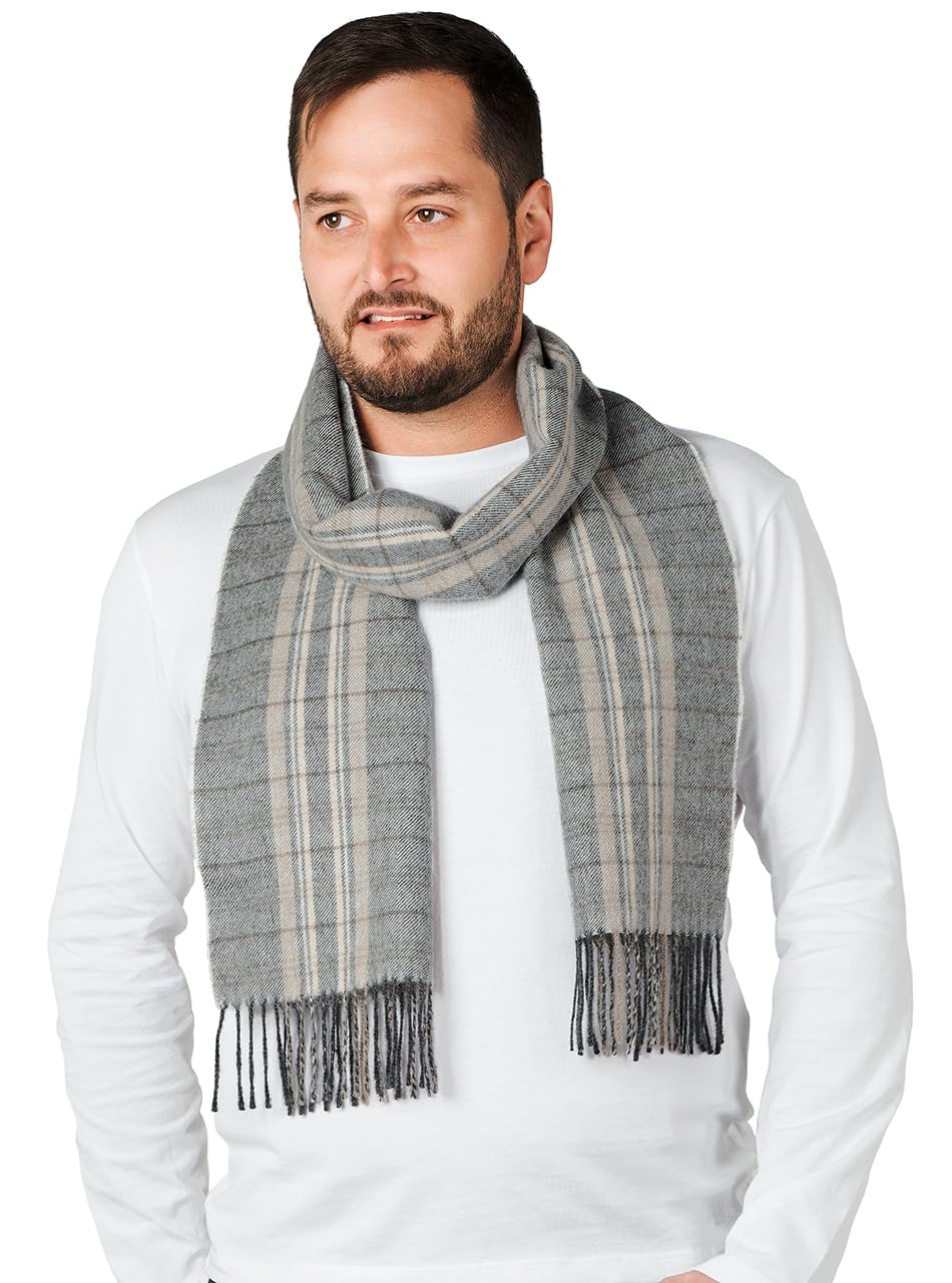 Bufanda de franela a cuadros de tartán, 100% lana de alpaca bebé, unisex, sin tintes, totalmente natural, un accesorio elegante o regalo para cualquier hombre o mujer (Porter & Stone) 2