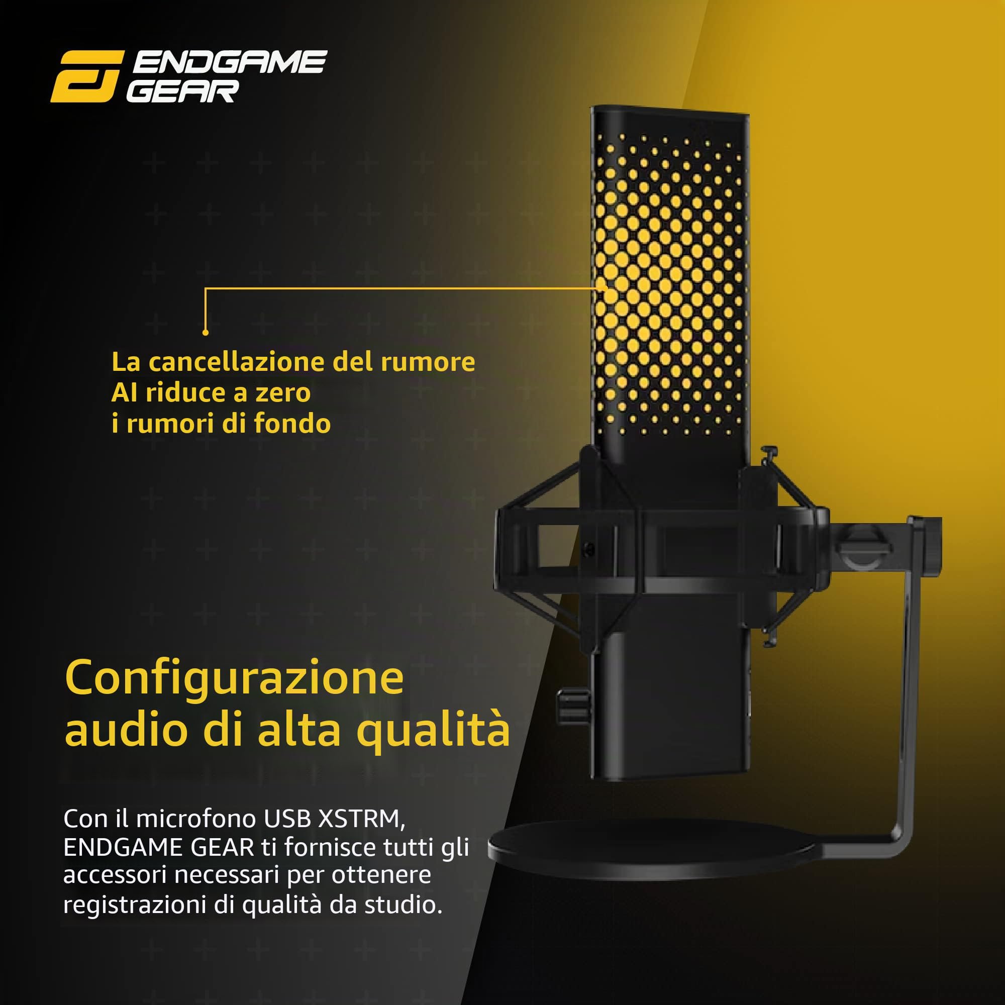 Endgame Gear XSTRM USB Microfono PC 192kHz 24bit Studio Quality Sampling, Microfono Esterno con riduzione del Rumore cardioide (Nero)