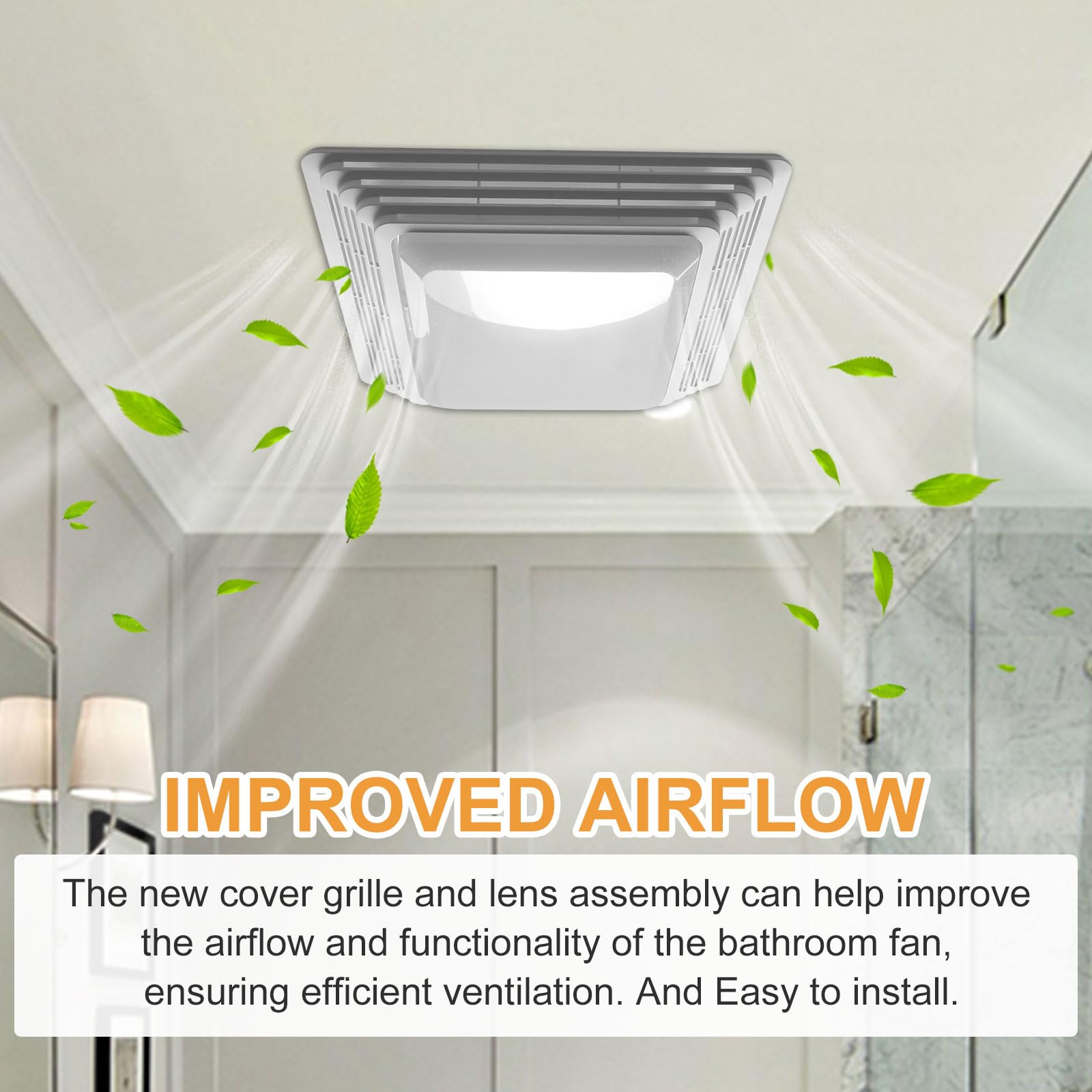 S97014094 Bathroom Fan Cover Grille and Lens for Broan Nutone Bathroom Exhaust Fan 678, 679, 679FL, 679FLT, 680, 680FL, 680FLT, M680, HD50L, HD80L