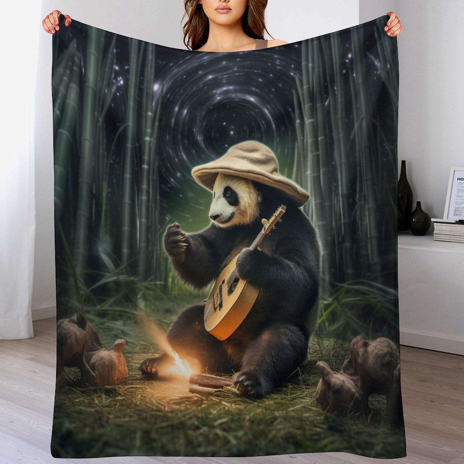 Manta de panda ligera y abrigada de franela térmica de 130x150 cm lavable a máquina 1