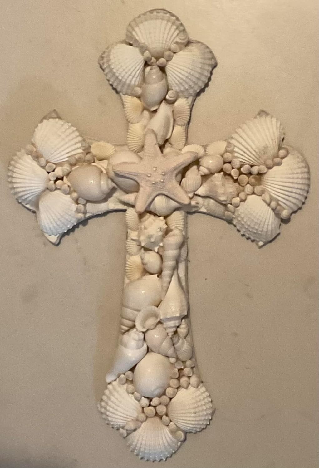 Seashell Cross Wall Decor – 12x8 Inch Handmade Religious Wall Art with Starfish, Abalone & Seashell Accents – Wall Mount Decorative Coastal Christian Cross for Wall & Room Decor by SassyXpressions