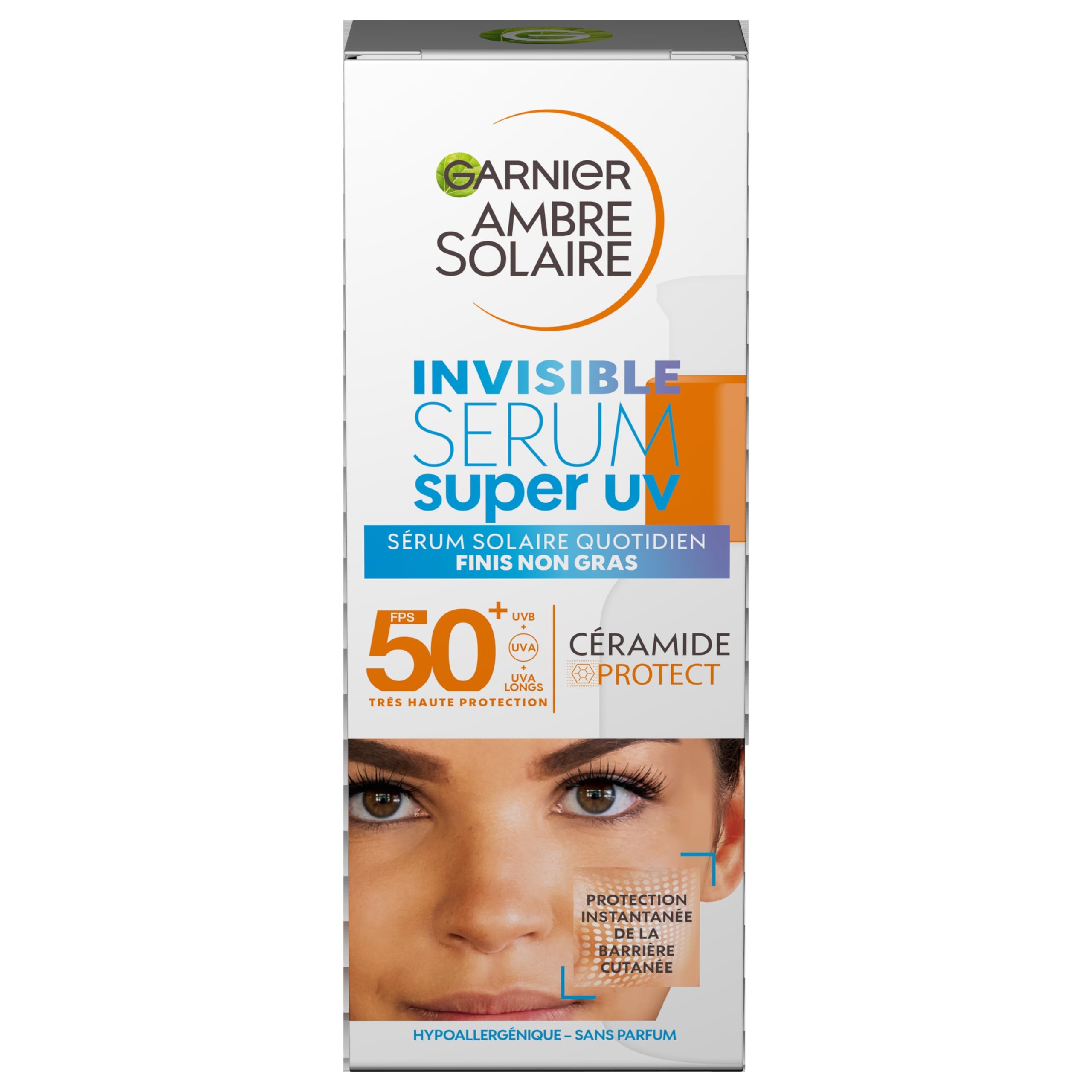Garnier Amber Solar Super UV - Niewidzialne serum do twarzy - bardzo wysoka ochrona SPF50+ - dla wszystkich rodzajów skóry - 30 ml