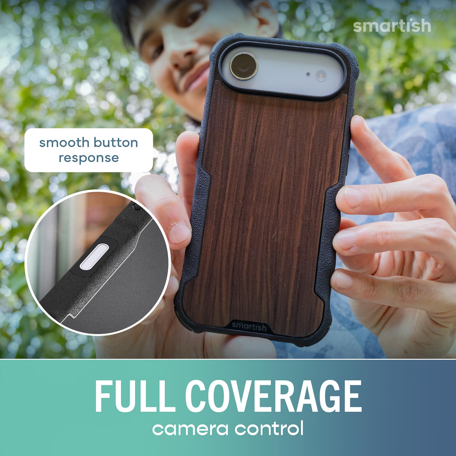 Smartish Gripzilla - Funda magnética protectora para iPhone Air, resistente y resistente, con protección probada contra caídas para Apple iPhone Air, madera de nogal