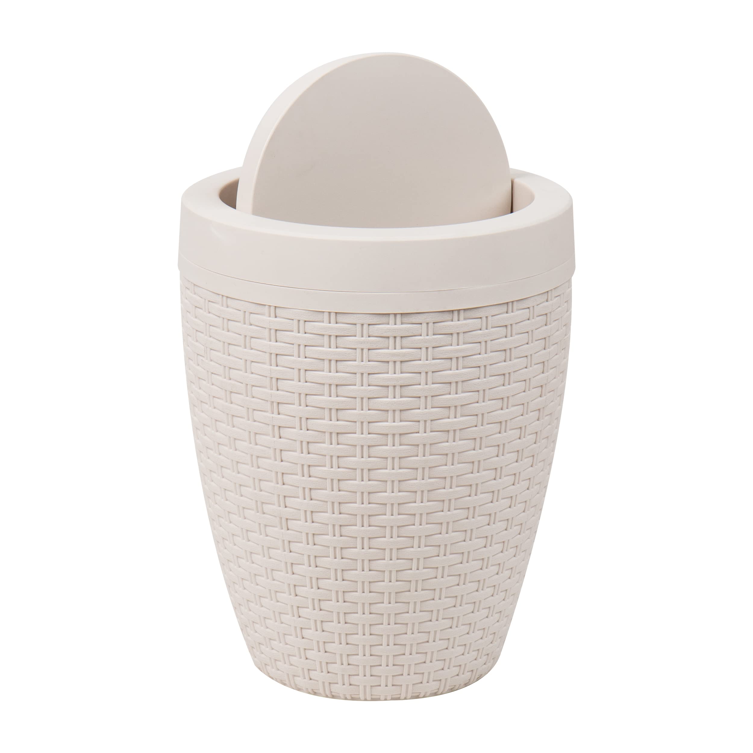 Mind Reader Bath, Trash Can Wastebasket, Bathroom Garbage, Home, Hotel, Office, Ivory Round Bin