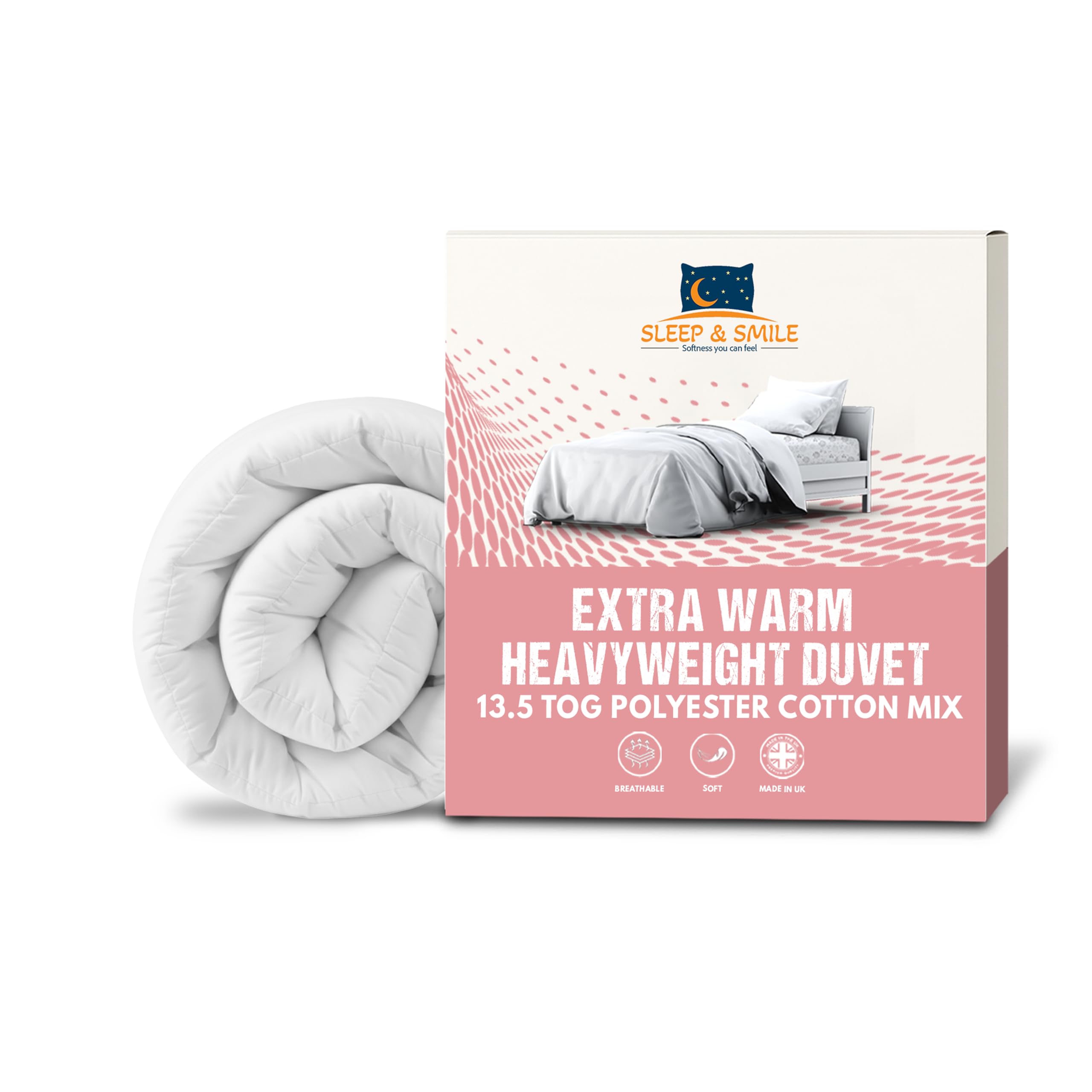 Sleepynights (Super-King) Duvet 13.5 Tog Anti Allergy Hollowfibre Quilt Winter Warm - Single/Double/King/Superking White