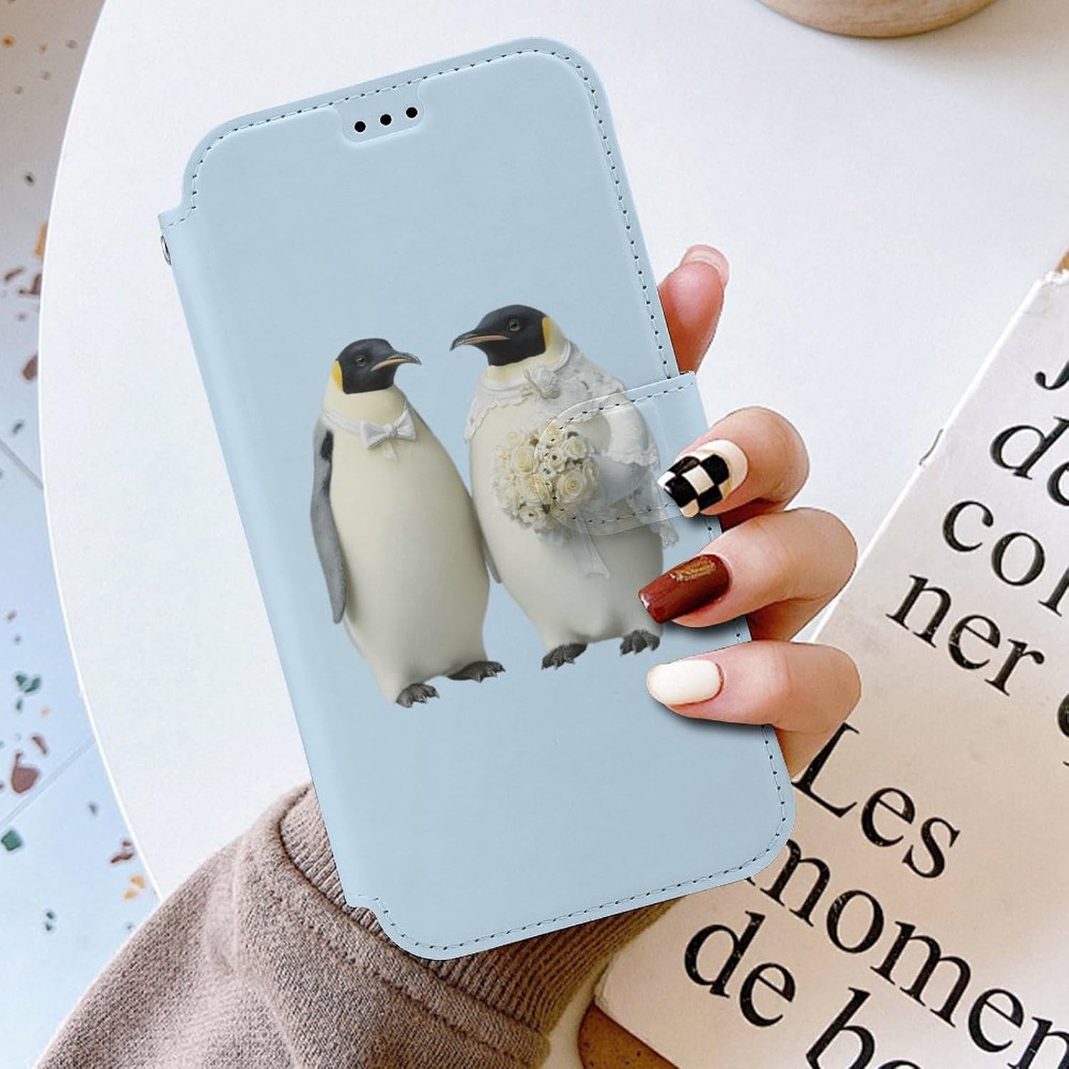 Funny Wedding Day Penguins Flip Case Compatible for IPhone16 Series image 3