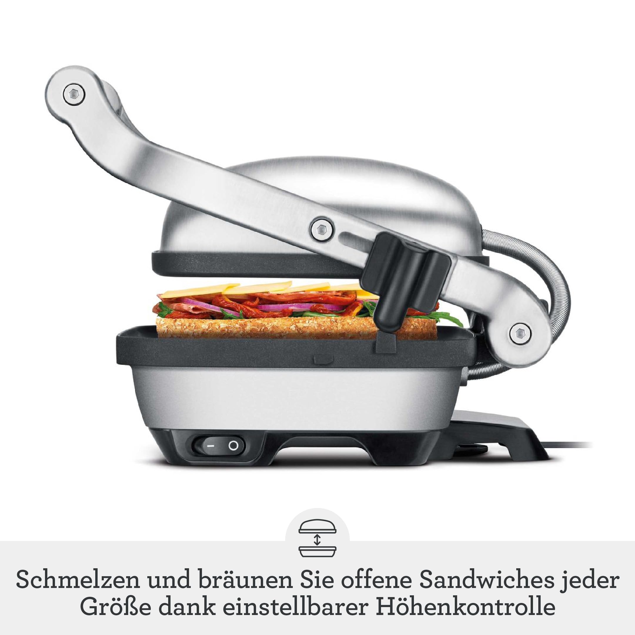 Sage The Perfect Press, Sandwichmaker, 2 Scheiben, Gebürsteter Edelstahl | Sandwichmaker, 2 Scheiben, Antihaftbeschichteter Sandwich-Toaster, Platzsparend, Einfach zu Reinigen, Druckkontroll-Scharnier