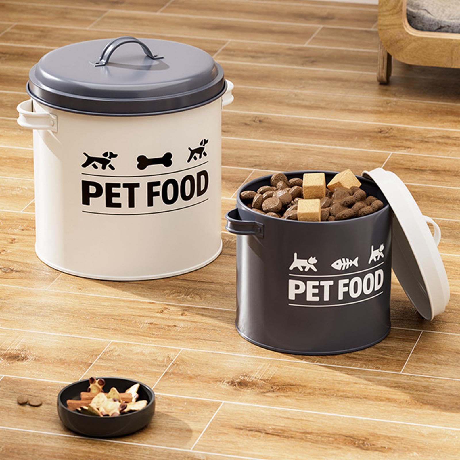 MagiDeal 2 Contenedores herméticos de Hierro para golosinas de Perros y Gatos, Ideales para almacenar Comida y Otros Alimentos de Mascotas