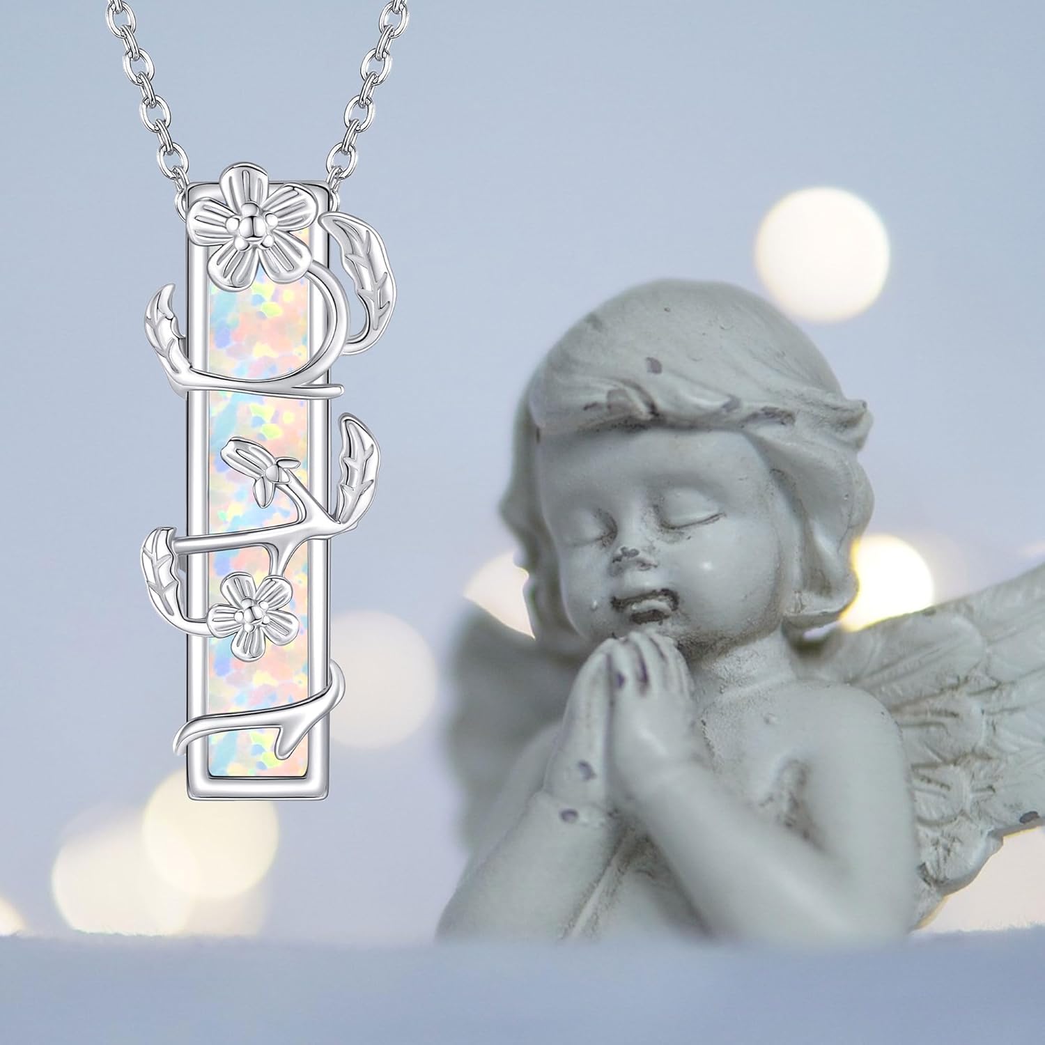 Moonstone Opal 3D Urn Necklaces for Ashes 925 Sterling Silver Urn Pendant Jewelry for Women Lover - Image 6