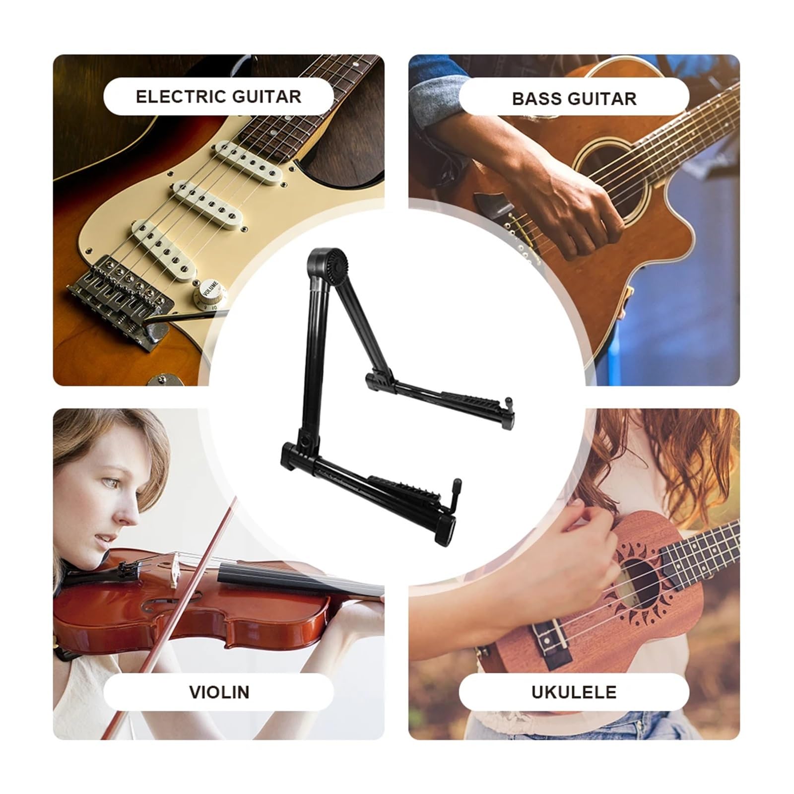 Gitarrenständer 1PC Gitarrenständer Universal Faltbarer A-Rahmen Gitarrenhalter for Ukulele Violine Mandoline Rack Elektrische Bassgitarre Bodenhalterung