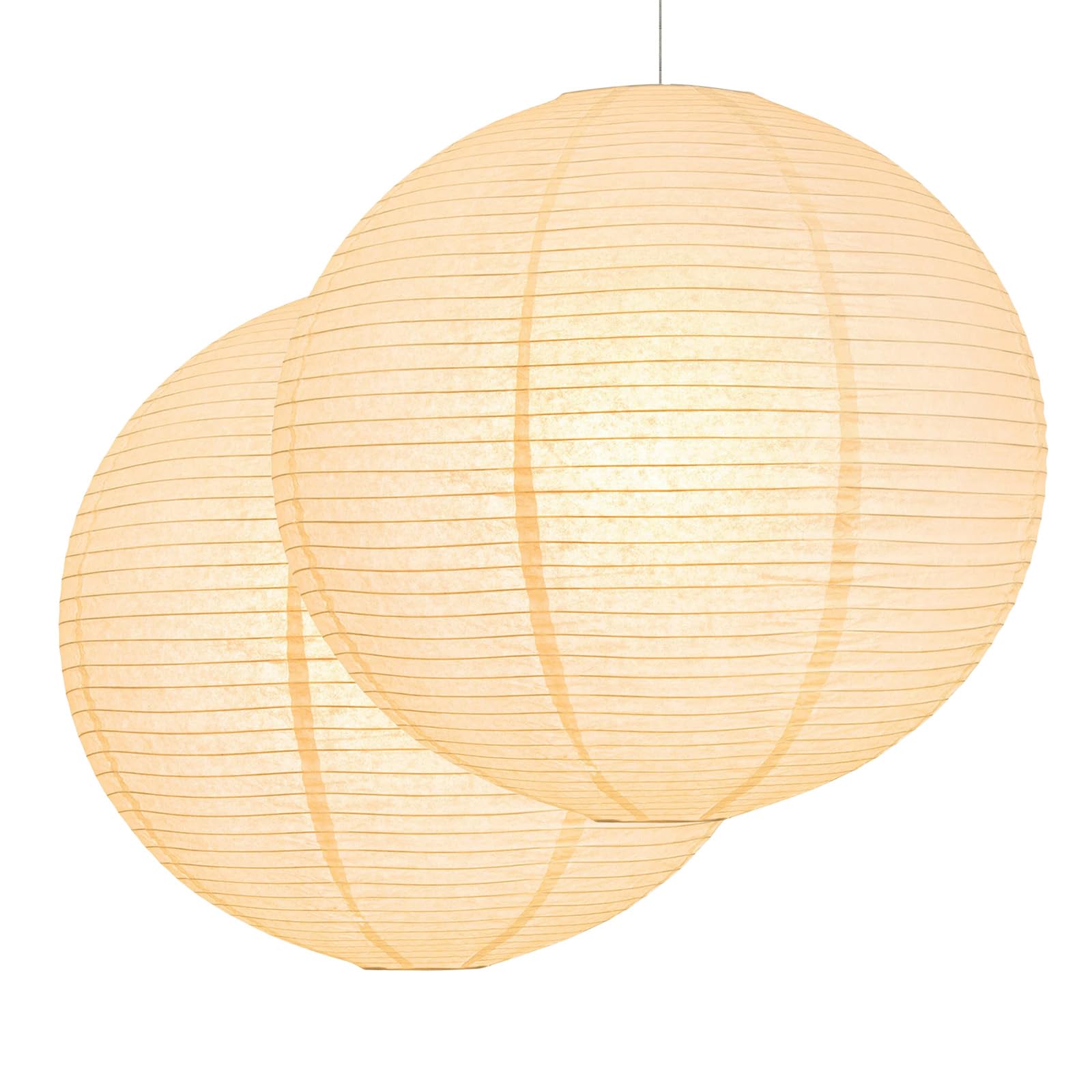 2-pak białych okrągłych papierowych lampionów, 50 cm duża wisząca lampa papierowa, chiński/japoński papierowy klosz do dekoracji imprezowej, ślubu, dekoracji domu, papierowy klosz sufitowy, 2 szt