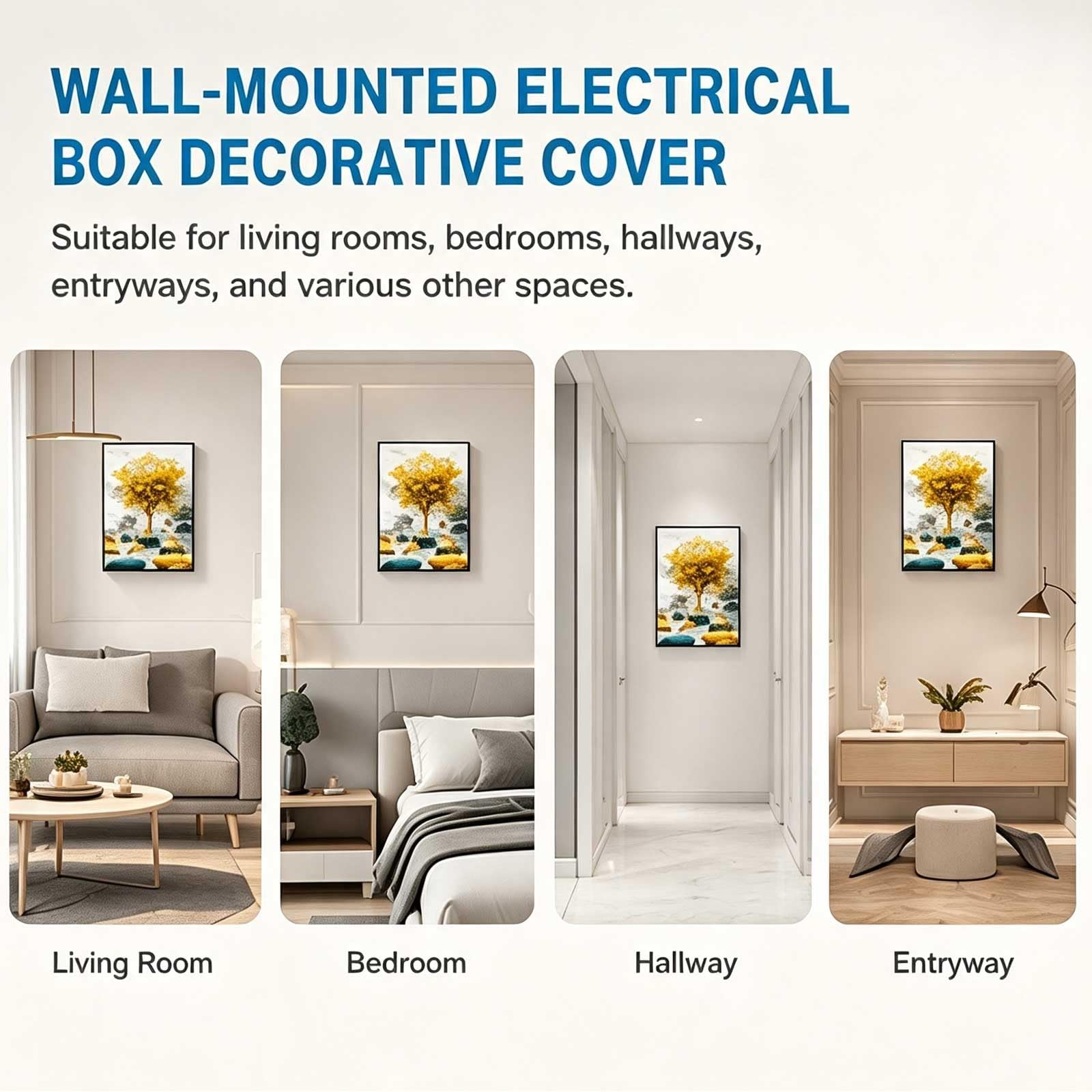 Tapa Contador Luz Decorativa, Cuadro Tapar Cuadro Electrico, Diseño de Apertura Izquierda