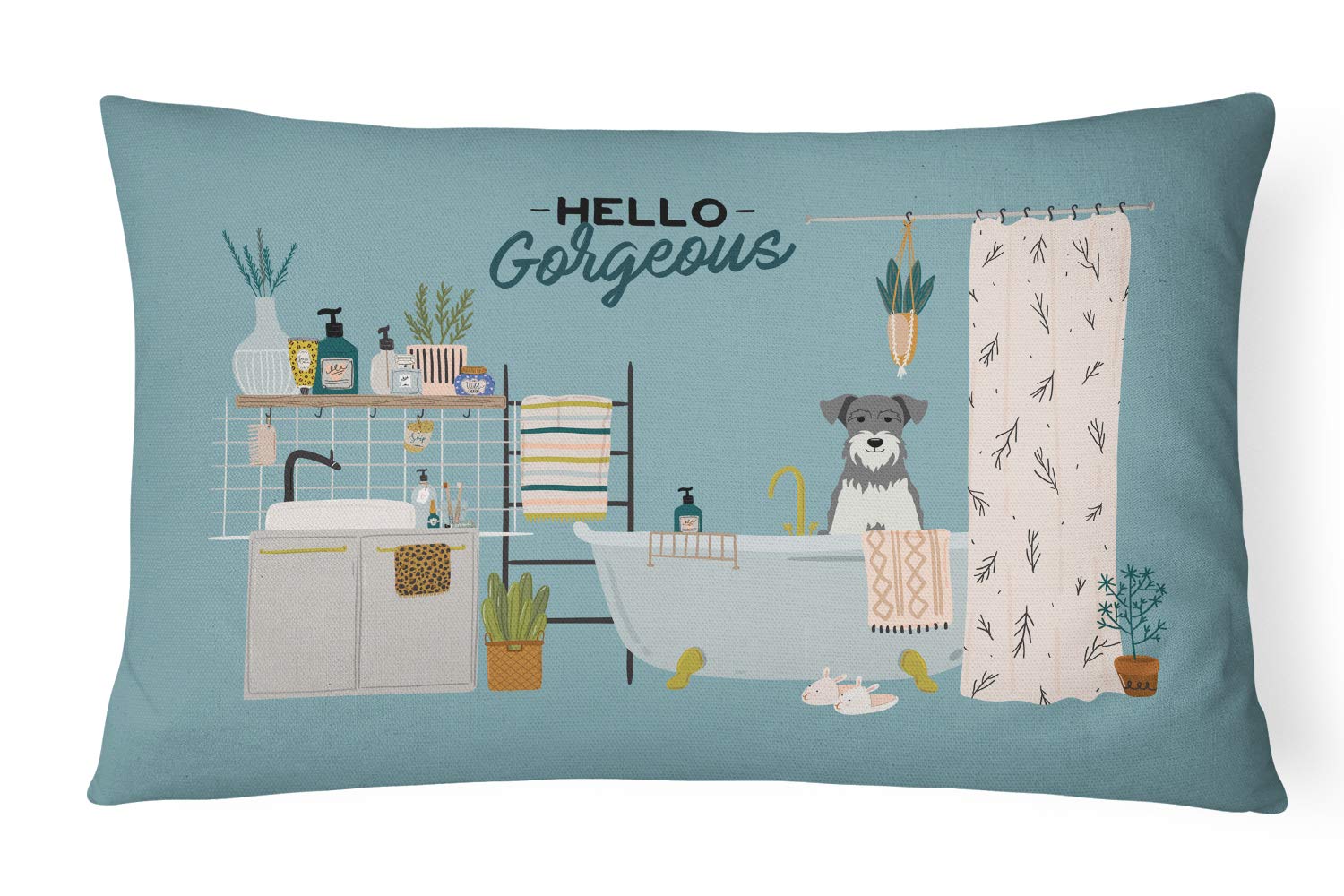 Schnauzer miniature en toile pour baignoire coussin multicolore déco