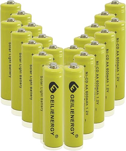 GEILIENERGY Luz solar AA Ni-CD 600 mAh 12 V baterĂas recargables AA para luces solares lámpara solar paquete de 20 GEILIENERGY Luz solar AA Ni-CD 600 mAh 12 V baterĂas recargables AA para luces solares lámpara solar paquete de 20