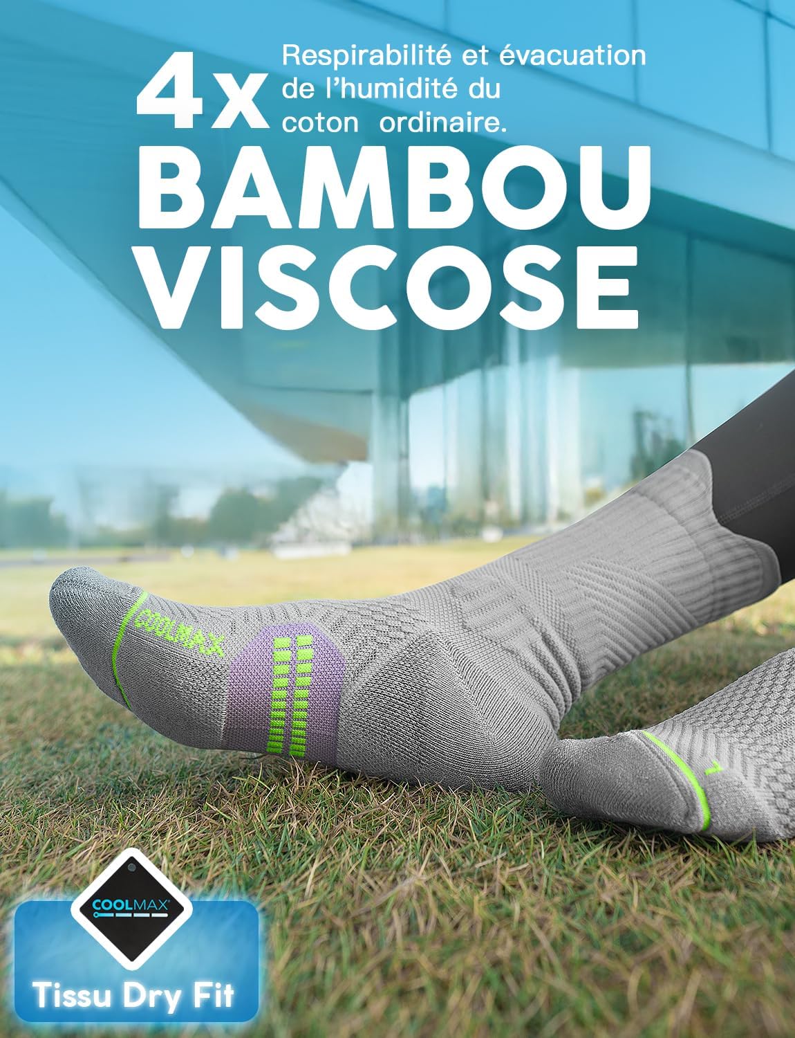 Womens Coolmax Bamboo Viscose Compression Running Crew Socks, Moisture-Wicking Anti-Blister Hiking&Gym Athletic - Image 3