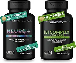 Kit Complexo B com Magnésio 60Caps e Neuro+ 60Caps ELLYM NUTRITION Foco e Energia B1 B2 B3 B4 B5 B6
