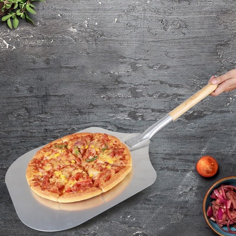 Pizzaschaufel Eckige Pizzaschaufel Aluminium Pizzaschieber mit Holzgriff Brotschieber Der Pizzaboden - Pizzaheber