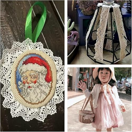 Miniatura 6 de Ribete de encaje de algodón beige  10 yardas, encaje de ganchillo para manualidades, envoltura de regalos, decoración de bodas, álbumes de recortes