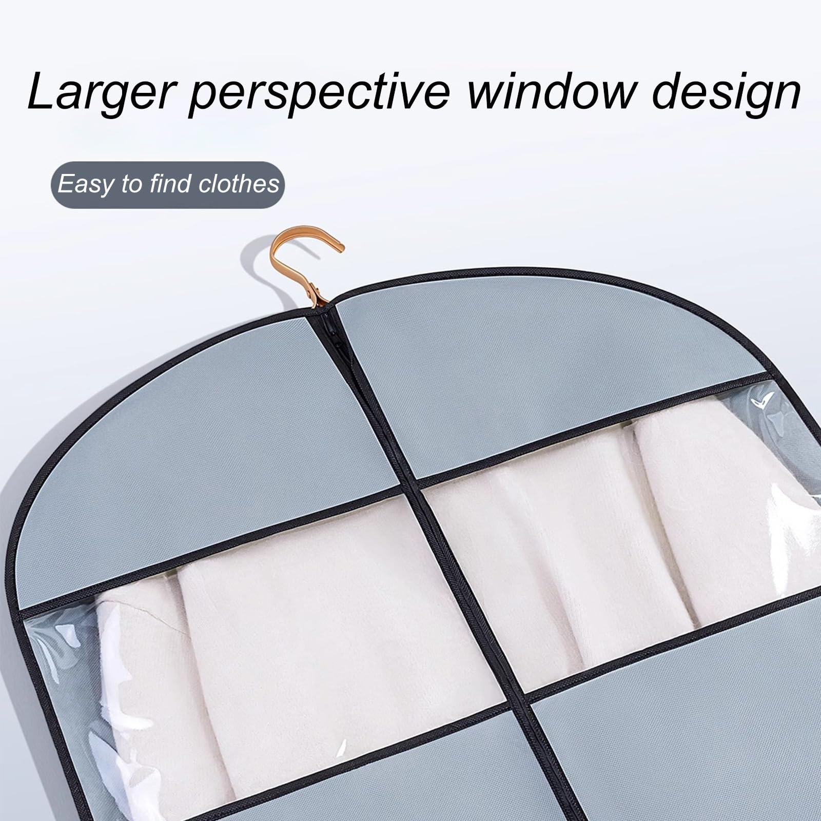 Genérico Bolsas para Ropa de Tela no Tejida, Paquete de 5 Unidades con Ventana Transparente, Cierre Inferior, adecuadas para Trajes, Abrigos Largos y Vestidos (60 x 110 cm / 24 x 43 Pulgada