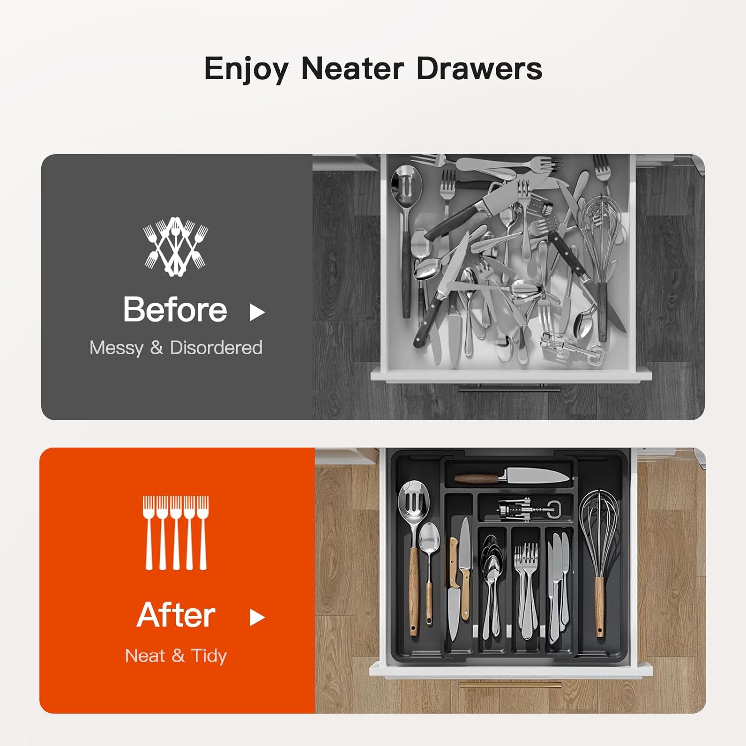 Expandable Silverware Drawer Organizer, Adjustable Utensil Tray For Kitchen - Picture 10 of 21