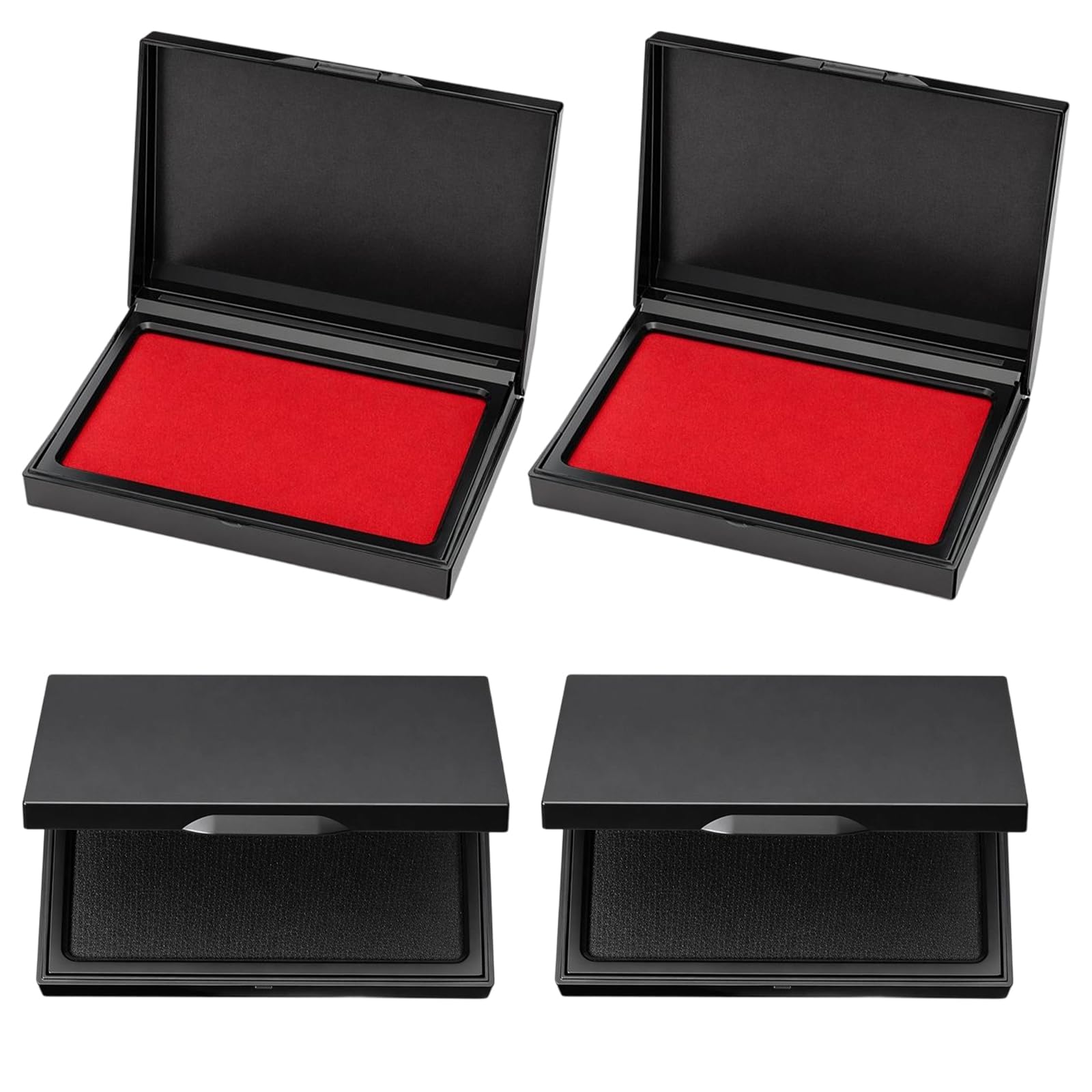 Stamp Pad, 4 Pieces Premium Ink Pad Set - Black & Red Ink Pads for Stamping, Quick Drying, Waterproof, Fade-Resistant, Ideal for Fingerprints, Documents, Crafts