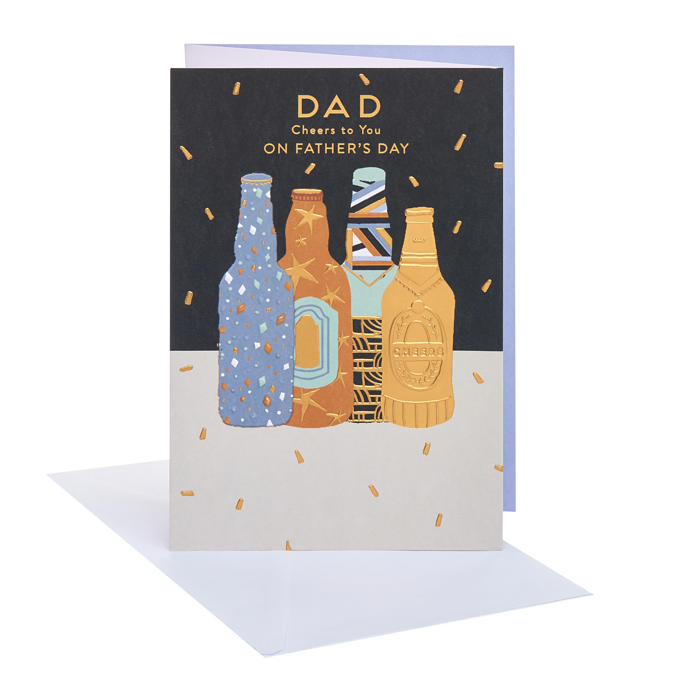 UK Greetings | Father's Day Card for Dad | Card for Dad, Grandad, Husband | Him, Boys, Men | Bottles Design | With Envelope | 14.9 x 22.9 cm