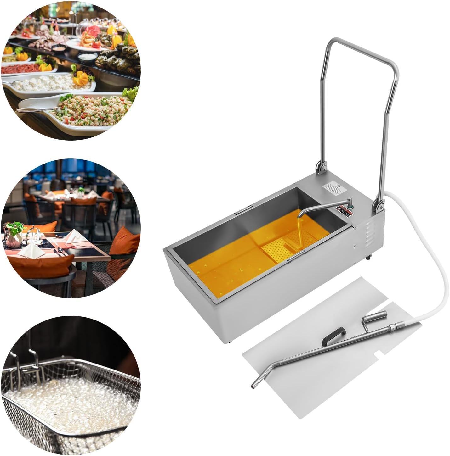 TFCFL 55L Fryer Oil Filter Cart Machine Commercial Kitchen Oil Filtration System Foldable Fryer Oil Filter Oil Filtration System Cart Filtering Machine Deep Fryers 55 L/14.5 Gal 370W Model LYC-55B