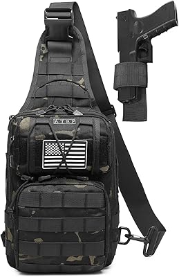 ATBP Tactical Sling Backpack Bag Pack for Men Military One Strap Shoulder Backpack Crossbody Bag with Holster 10 Liters