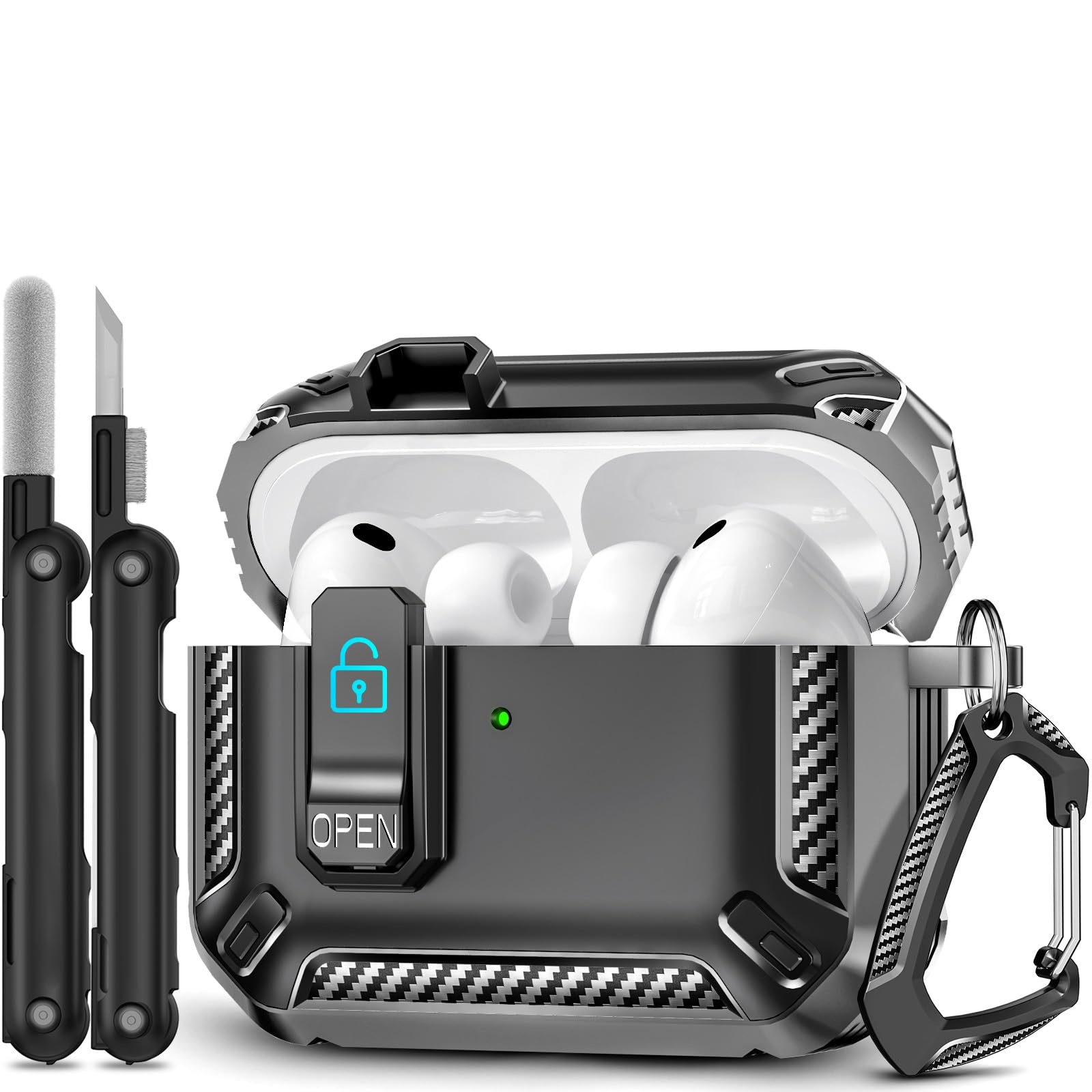 for AirPods Pro 3 Case (2025 New), Secure Lock Cases Cover with Cleaning Kit &amp; Keychain Compatible with Airpods Pro 3rd Generation Case for Men Women, Powerful Drop Protection
