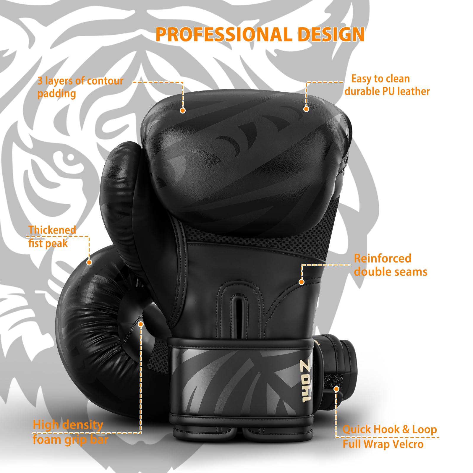 Dripex Gants de Boxe, Gants d'Entraînement de Boxe Cuir, Boxing Gloves Muay Thai Kickboxing MMA, Gants pour Sac de Frappe, pour Hommes Femmes Adulte Jeunes(8 10 12 14 16 oz)