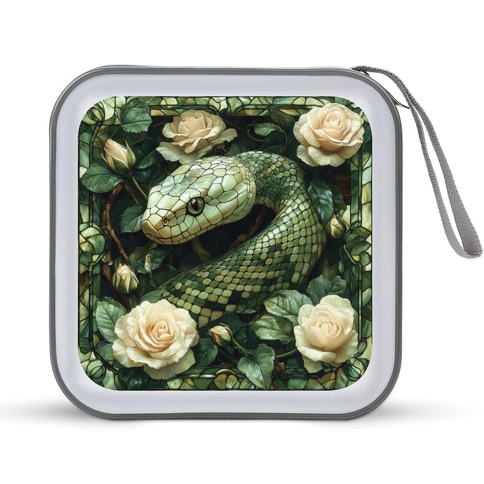 Stained Glass Snake CD Case DVD Storage Case Portable