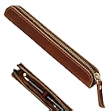 Leather Pen Case Holder Handmade, Leather Pen Case Holder, for Single Genuine Leather Single Pen Case Pen, Organizer Fountain Pen, Sleeve Holder Pouch Cover Vintage Fountain Pen Case (Brown)