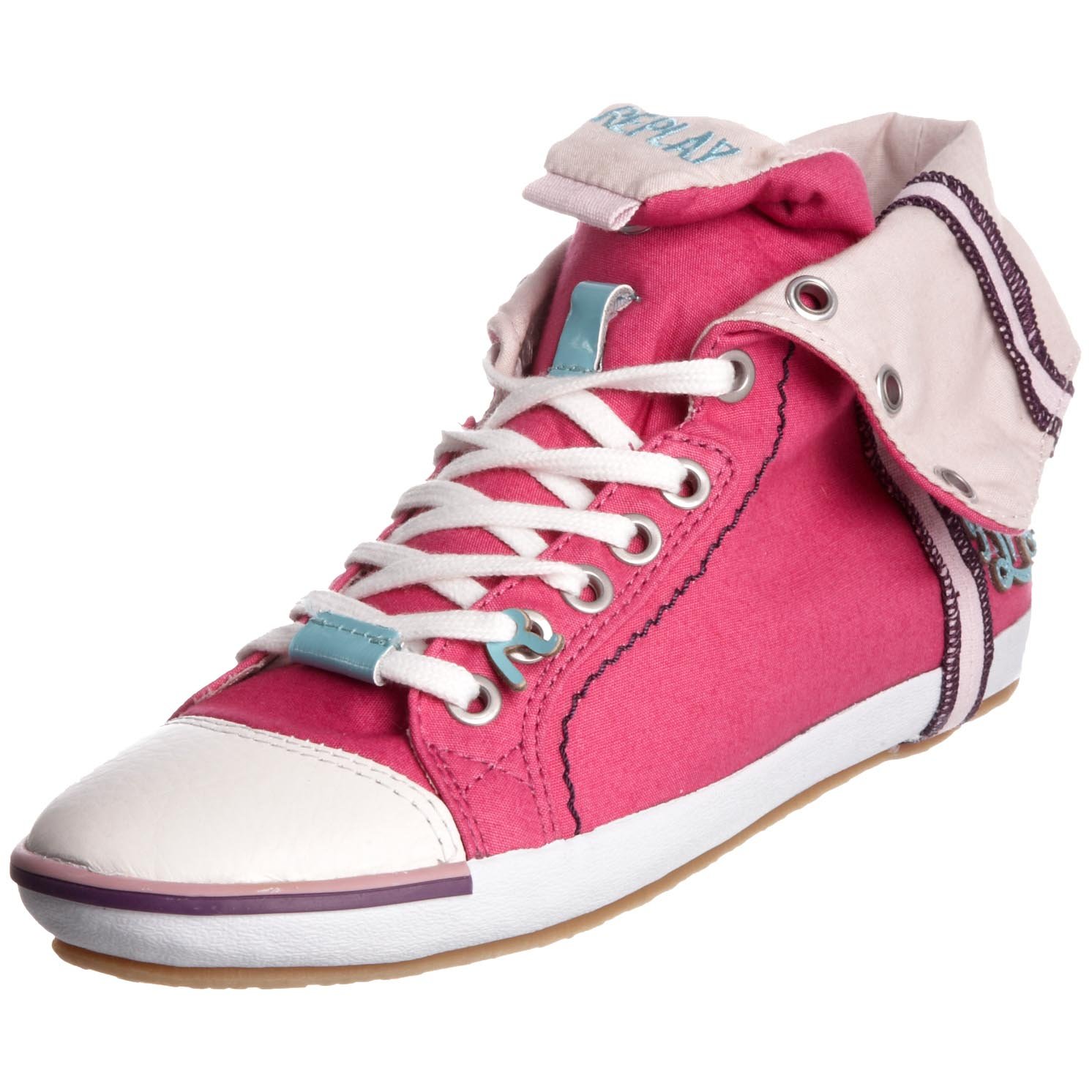 Replay Women's Brooke Mid Fuxia Lace Up Trainer GWV14.003.C0004T.025 4 UK