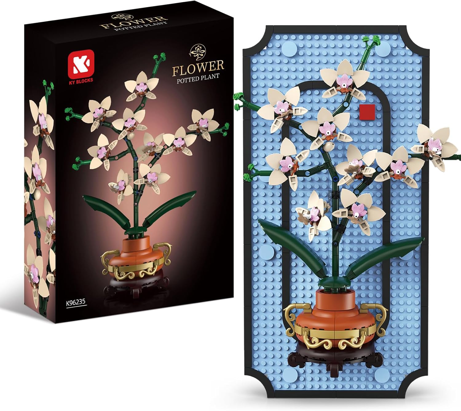 BRICXOR 3D Wall Art Orchid Building Blocks Kit for Adults - Flowers Wall Hanging Art with Stand, DIY Artificial Floral Decor Set for Home Office, Elegant Gift for Adults, 531-Piece