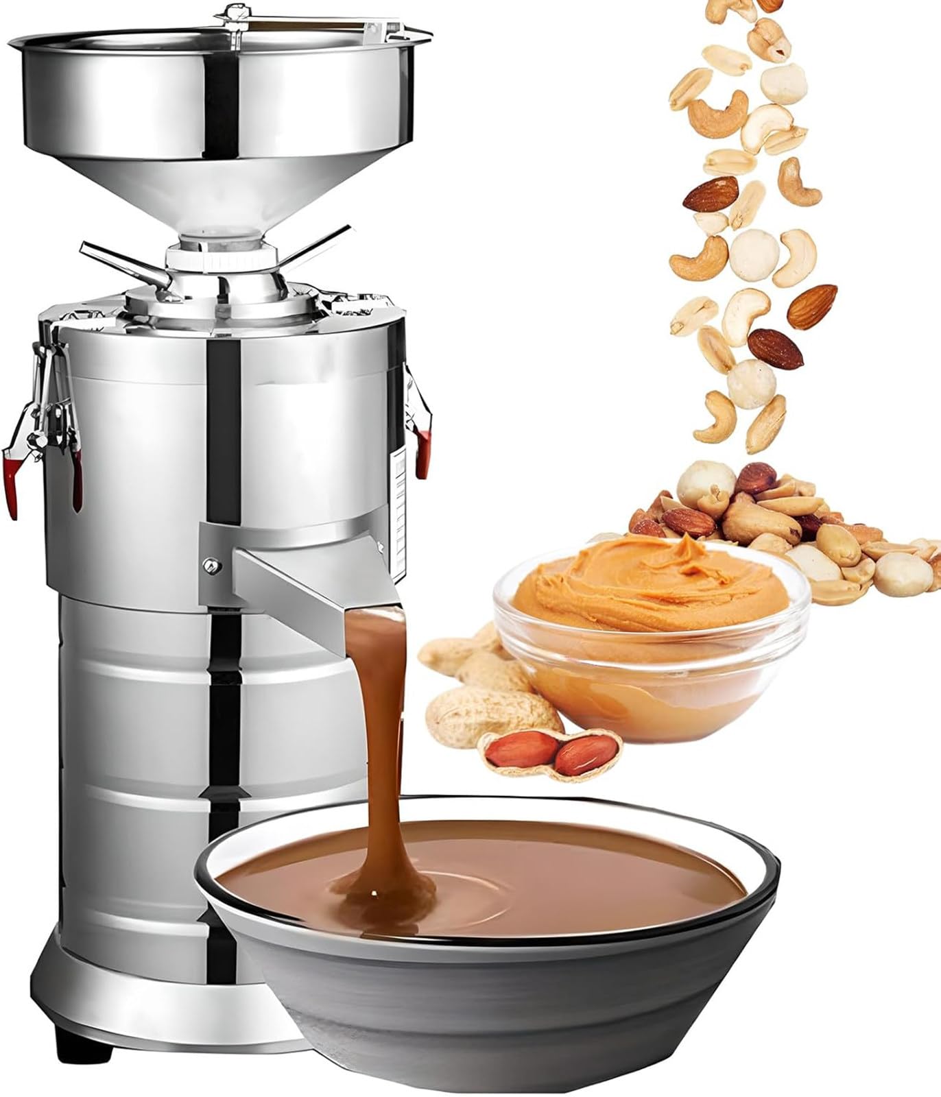 Machine commerciale à beurre d'arachide, processeur de beurre de noix 1100 W, 15 kg/h pour arachide, amande, noix de cajou, sésame, acier inoxydable, robuste pour une utilisation en cuisine