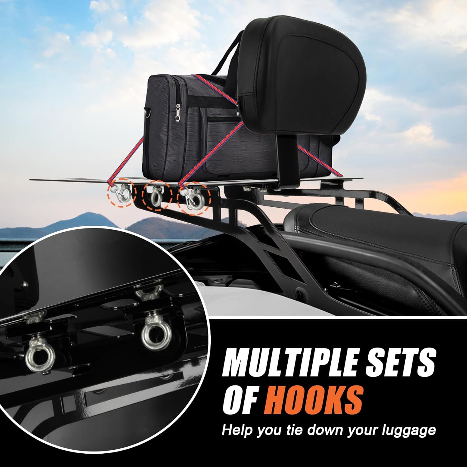 PSLER Detachable Rear Passenger Backrest Sissy Bar with Luggage Rack Fit for Spyder F3 F3-S F3-T 2015-up Gloss Black
