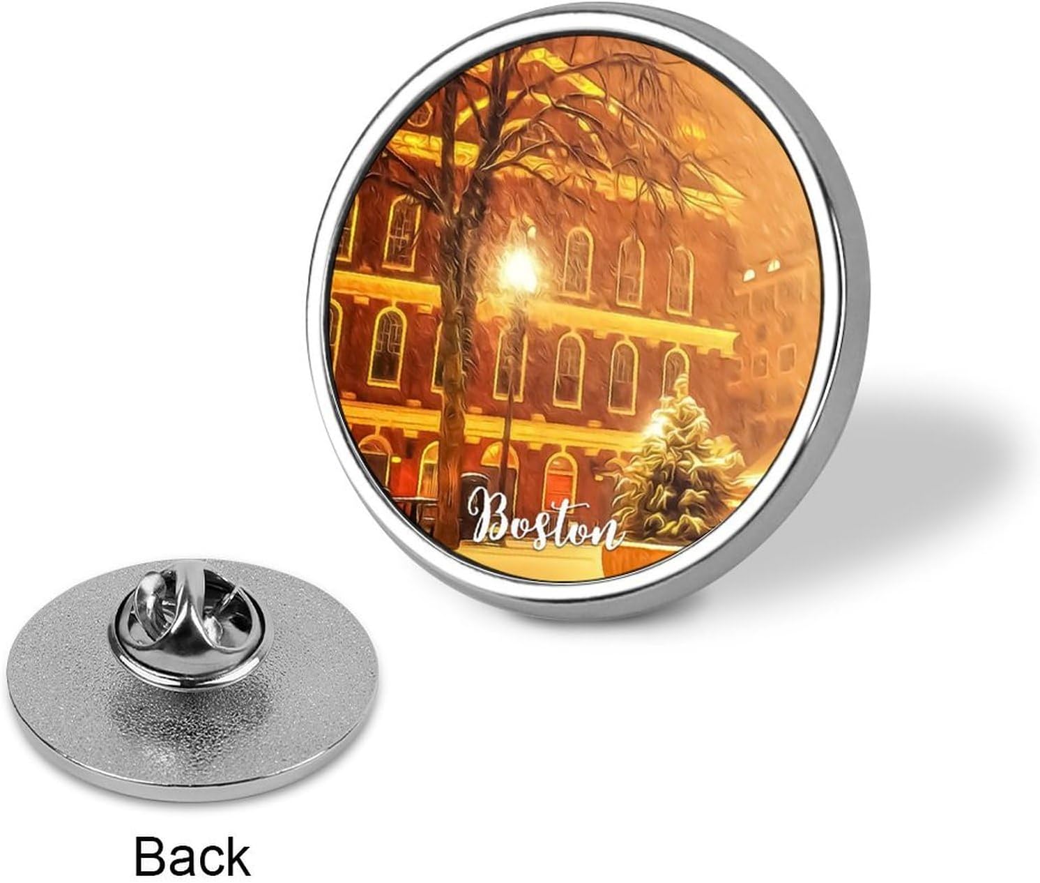 Enamel Pins Pieces Boston Landscape Hat Pins Cityscape City Scene Jean Buttons Vacation Momento Landscape Badge Pins Bright Skyscrapers National Park Pin Set For Women Men Girls Kids Gift