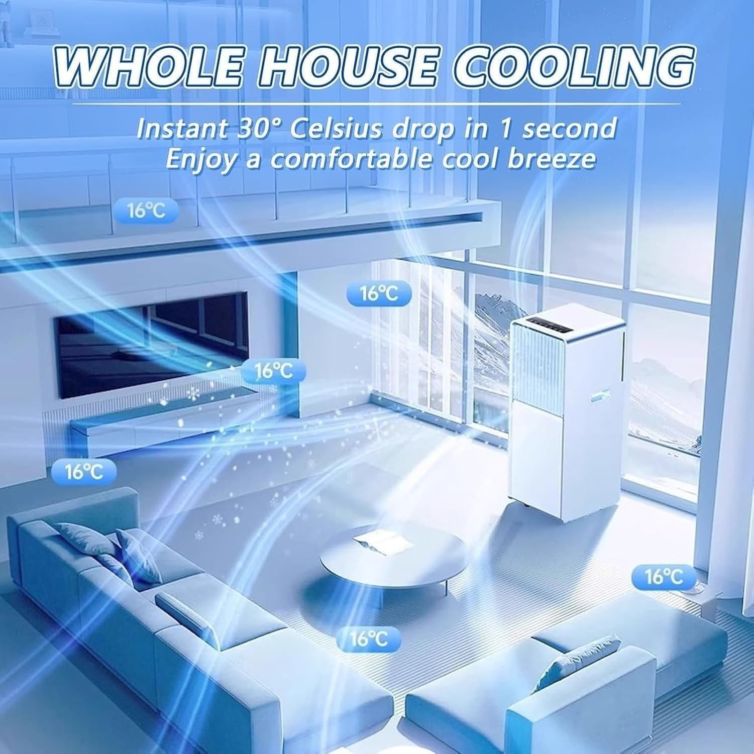 Aire Acondicionado Portátil Ventilador de Enfriamiento Inteligente para Habitaciones de hasta 30 m², Control Remoto Silencioso con Temporizador para Hogar Dormi, Style 2, Remote Control Model