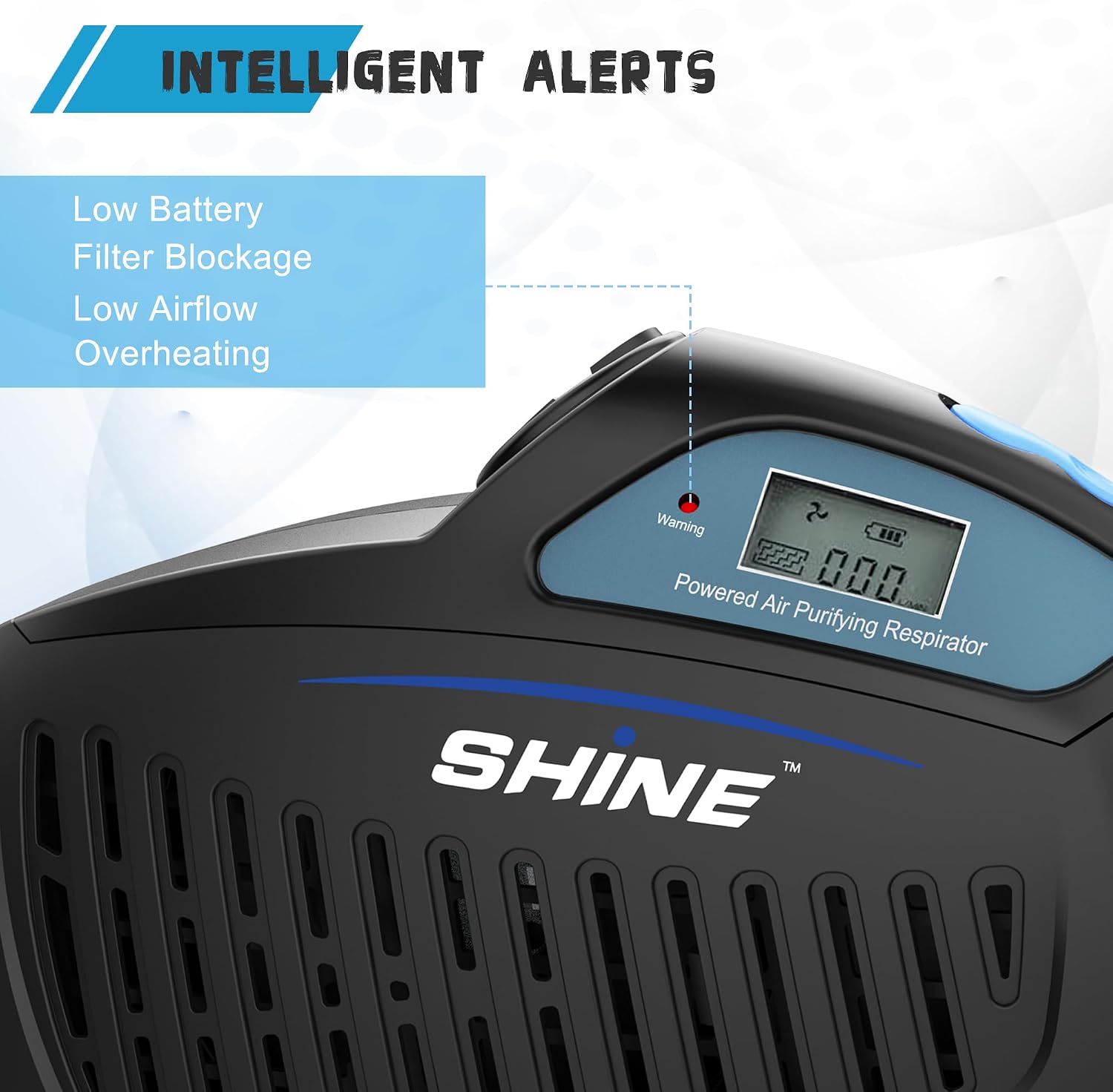 SHINE Air Purifying Respirator,Approved 3 Levels Airflow Control, High-efficiency Li-ion Battery PAPR Kit (P-SH200)