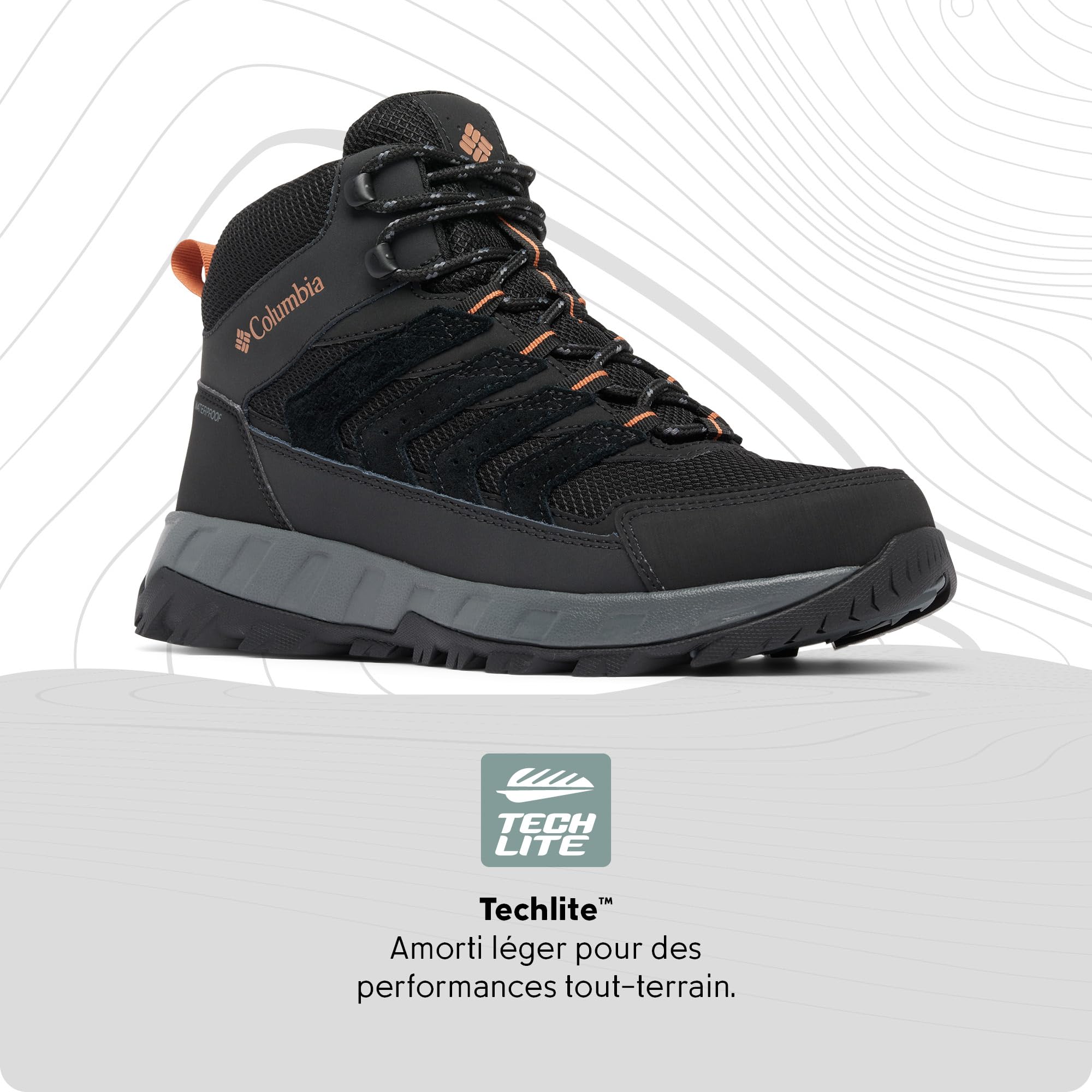 Columbia Chaussures Strata Trail Mid WP, conçues pour résister aux éléments, conception légère comme une plume, construction robuste, amorti exceptionnel, rebond à haute énergie - Hommes
