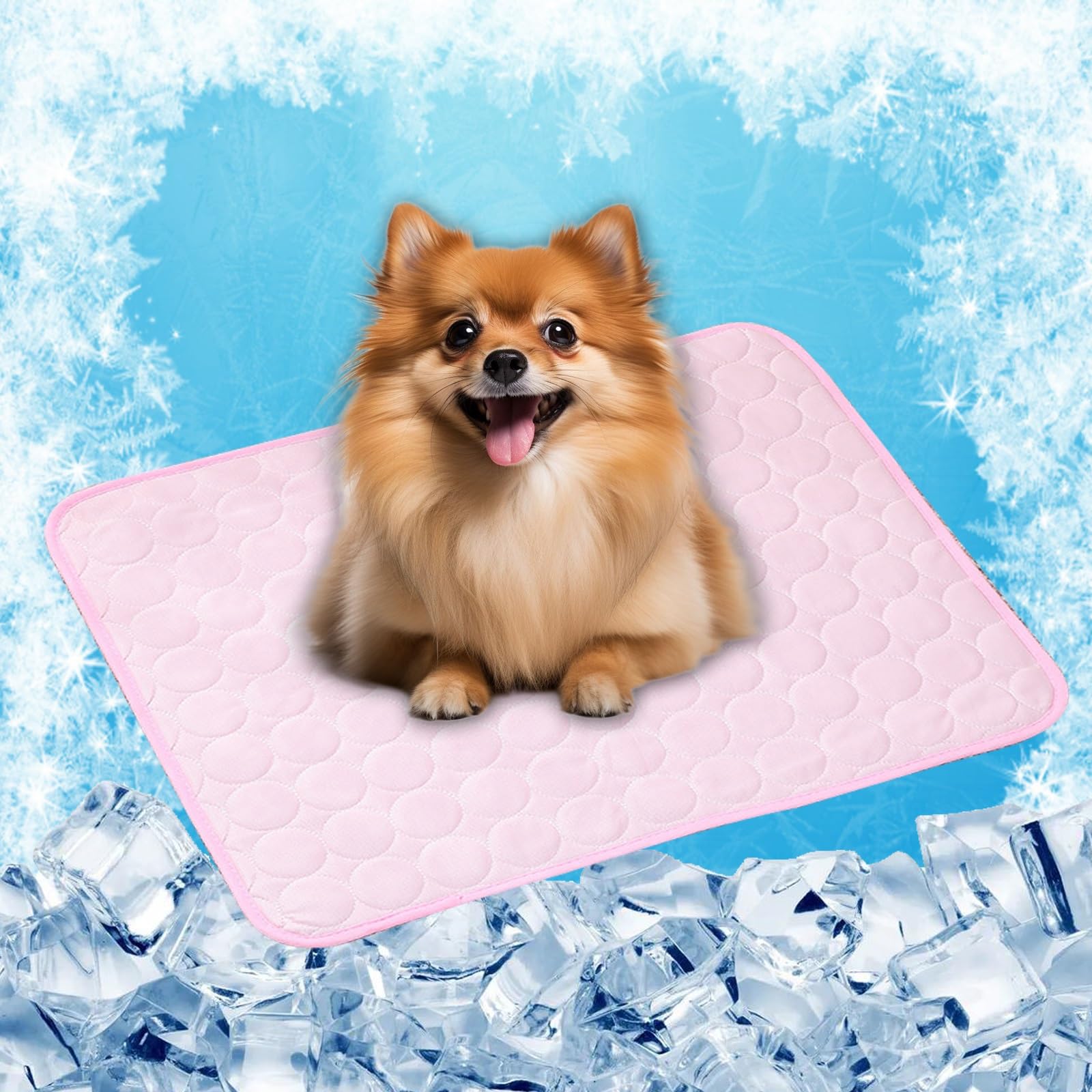 Coussin rafraîchissant pour grand chien en soie glacée non toxique, tapis durable rose LONGCAO