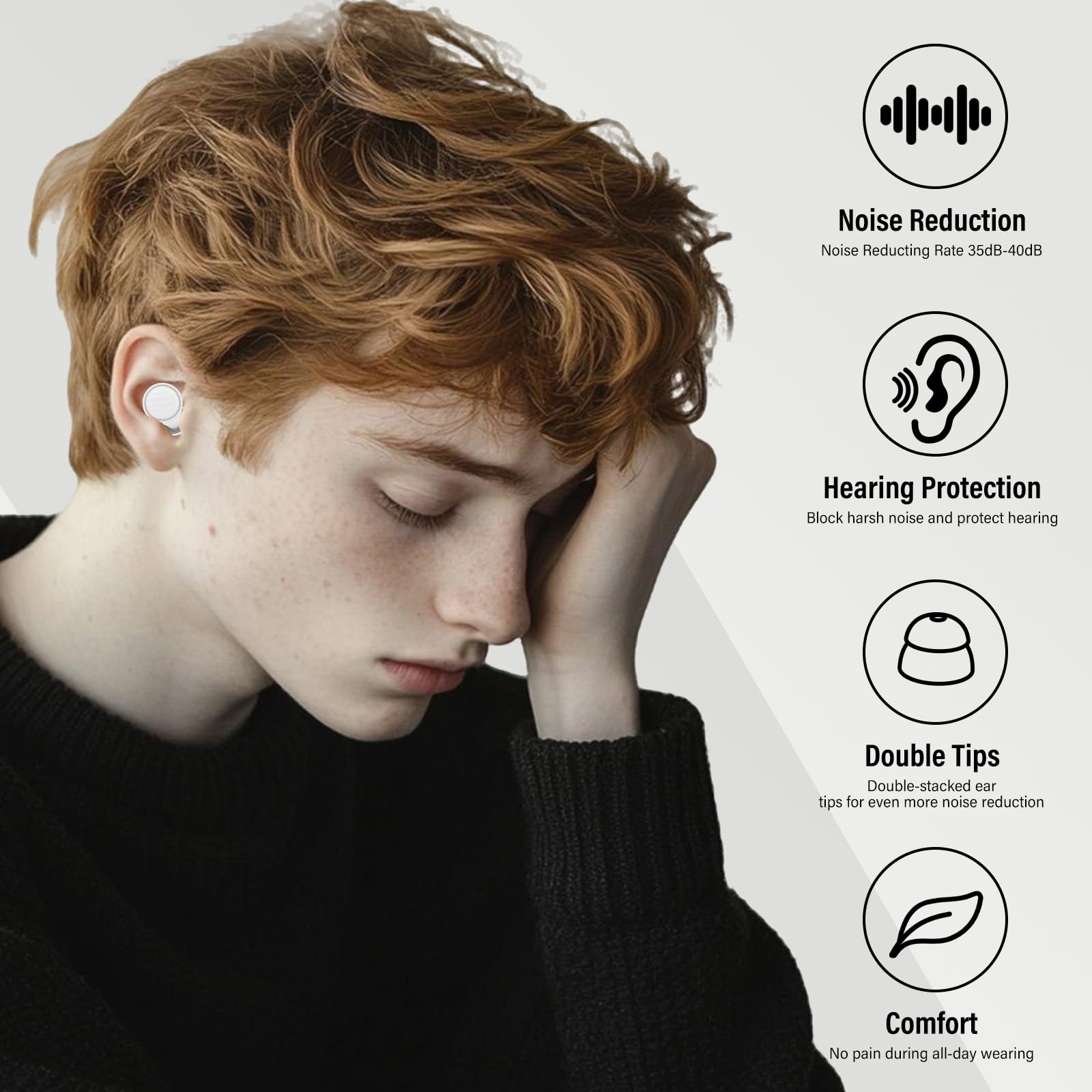 Tappi auricolari in silicone per dormire, tappi auricolari multifunzione per dormire, bianchi