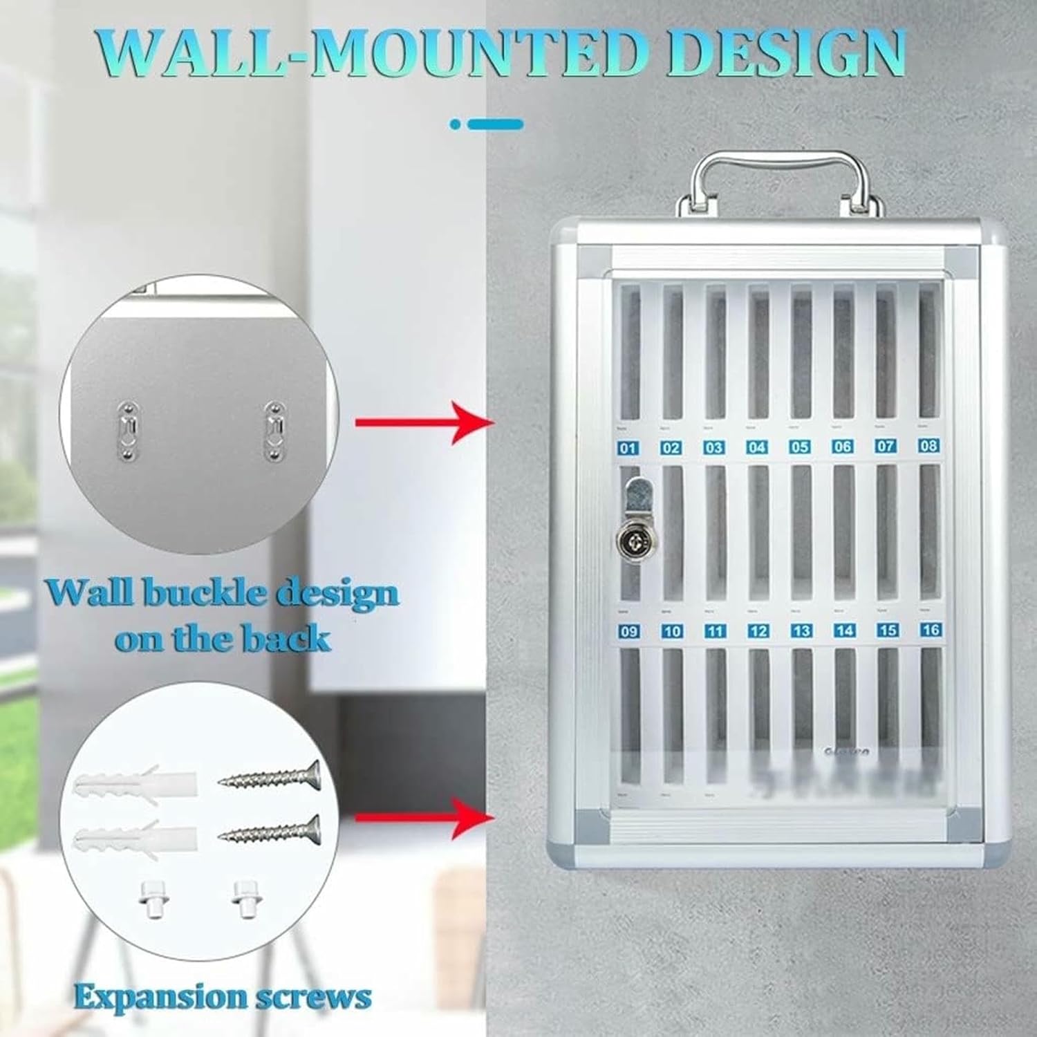 Aluminum Alloy Clear Cell Phones Storage Cabinet, Mobile Phone Safe Deposit, Pocket Chart Locker Box with Handle for Office Classroom~/