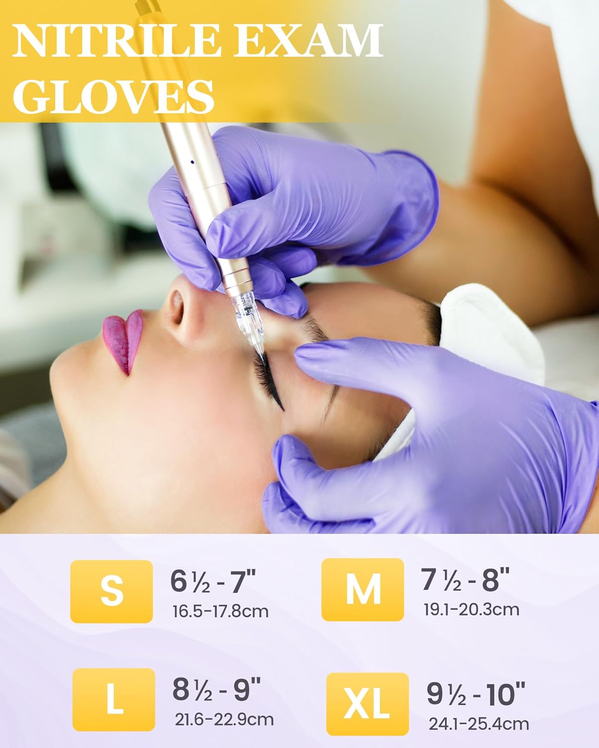 wcy Nitroshield Purple Disposable Nitrile Gloves Small 5Mil Powder-Free Exam Gloves - Medical, Food Prep,Cooking,Cleaning - 50pcs